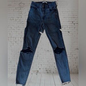 PacSun High Rise Black Destroyed Rips Distressed Sz 26 Goth Jeans Bikercore